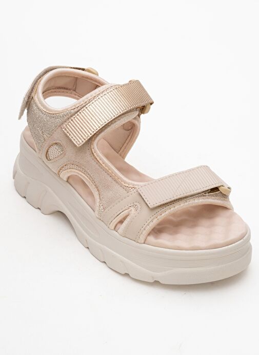 4740 Bej Rose Bantlı Kadın Sandalet - Görsel 4