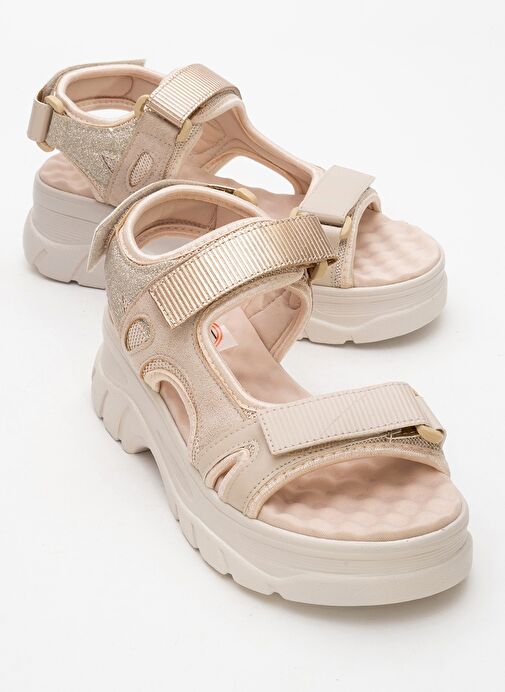 4740 Bej Rose Bantlı Kadın Sandalet - Görsel 2