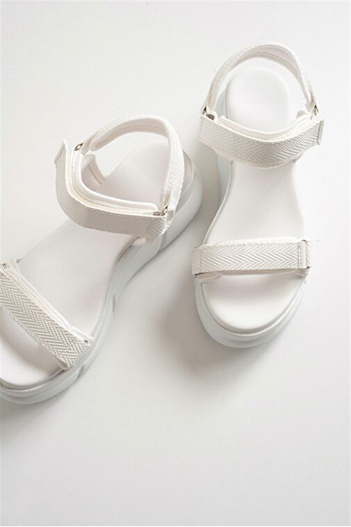 4760 Beyaz Kadın Sandalet - Görsel 3