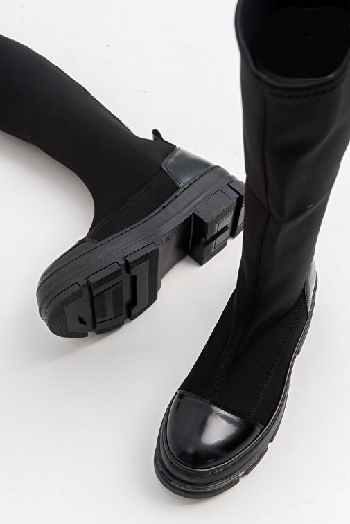 BELLA Siyah Scuba Kadın Çizme - Görsel 5