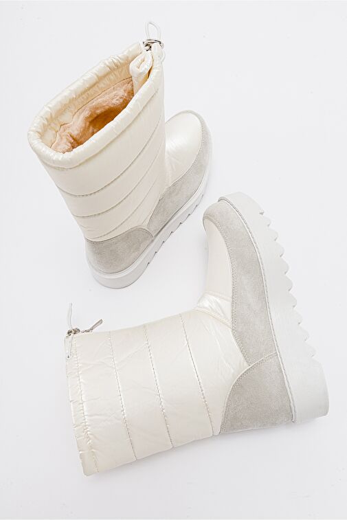 VAY Beyaz Fermuarlı Kadın Kar Botu - Görsel 4