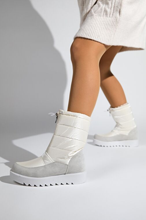 VAY Beyaz Fermuarlı Kadın Kar Botu - Görsel 8
