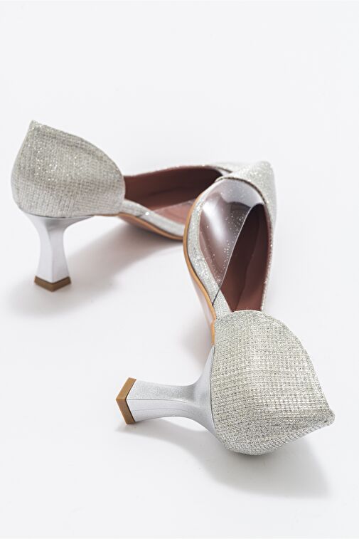 353 Lame Simli Topuklu Kadın Ayakkabı - Görsel 3