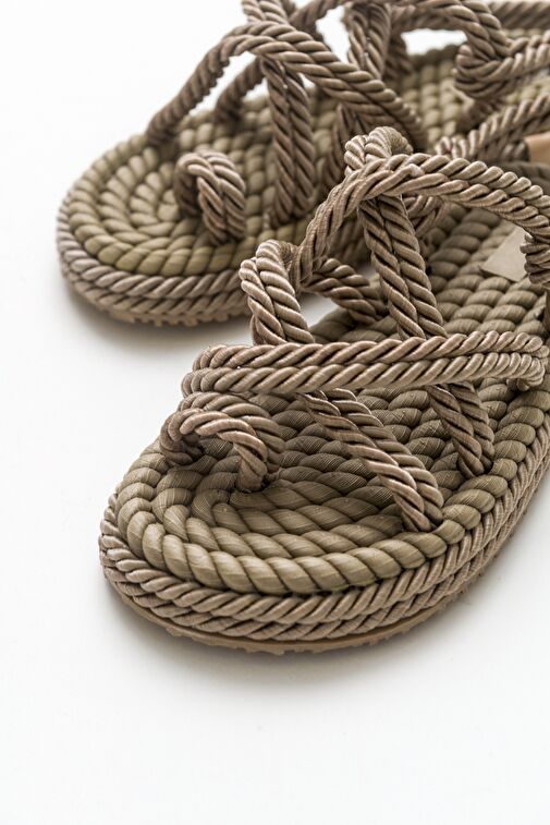 İP Koyu Bej Kadın Sandalet - Görsel 5