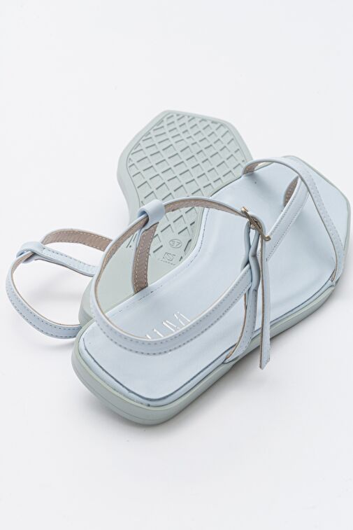 TALES Bebe Mavi Cilt Hakiki Deri Kadın Sandalet - Görsel 4