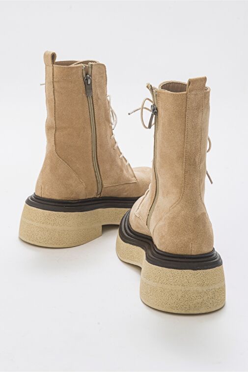 PEARL Bej Süet Hakiki Deri Kadın Bot - Görsel 5