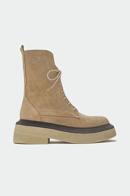 PEARL Bej Süet Hakiki Deri Kadın Bot - Görsel 7