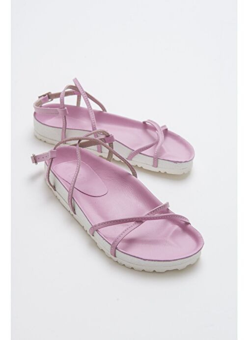 MUSE Hakiki Deri Pembe Kadın Sandalet - Görsel 2