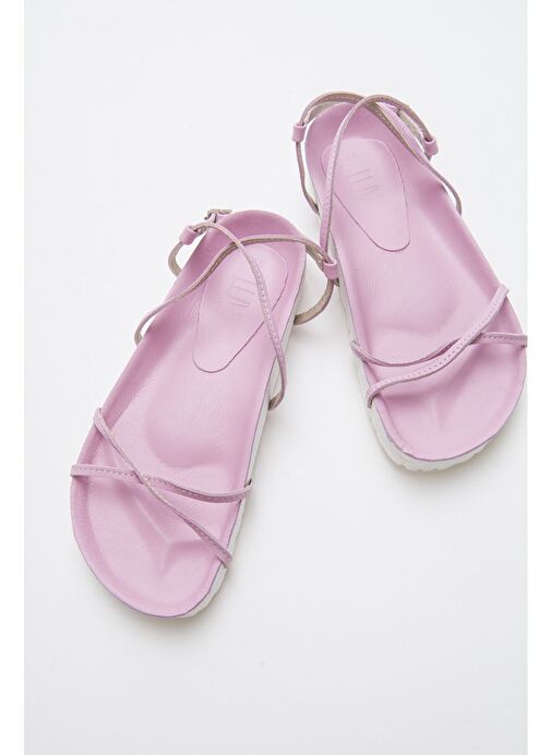 MUSE Hakiki Deri Pembe Kadın Sandalet - Görsel 3