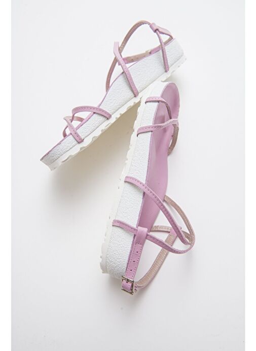 MUSE Hakiki Deri Pembe Kadın Sandalet - Görsel 5