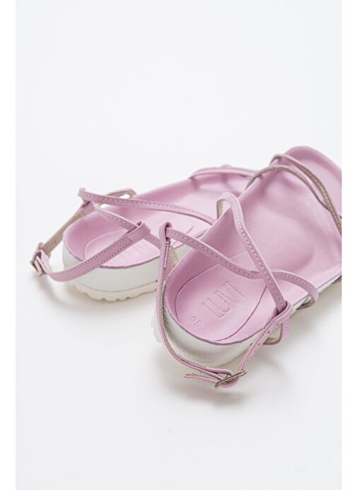 MUSE Hakiki Deri Pembe Kadın Sandalet - Görsel 6