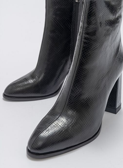 JEWEL Siyah Baskı Kadın Topuklu Bot - Görsel 4