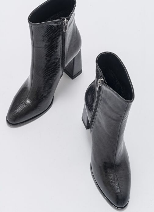 JEWEL Siyah Baskı Kadın Topuklu Bot - Görsel 5