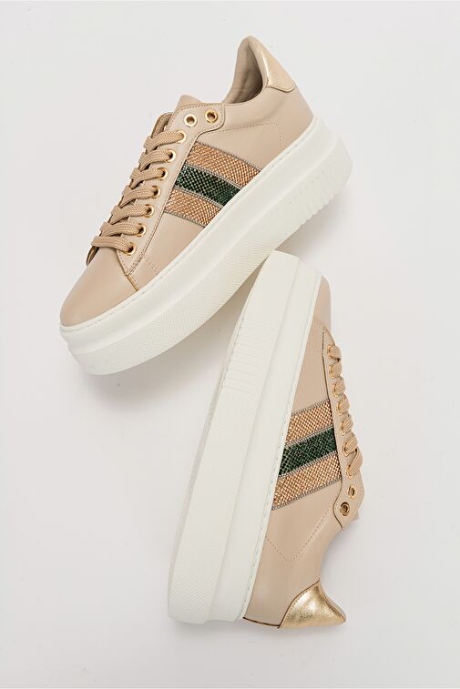 Luvi Shoes Bej Kadın Sneaker 223-602 - Görsel 4
