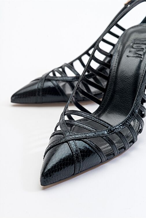 GESTO Siyah Desenli Kadın Topuklu Ayakkabı - Görsel 5