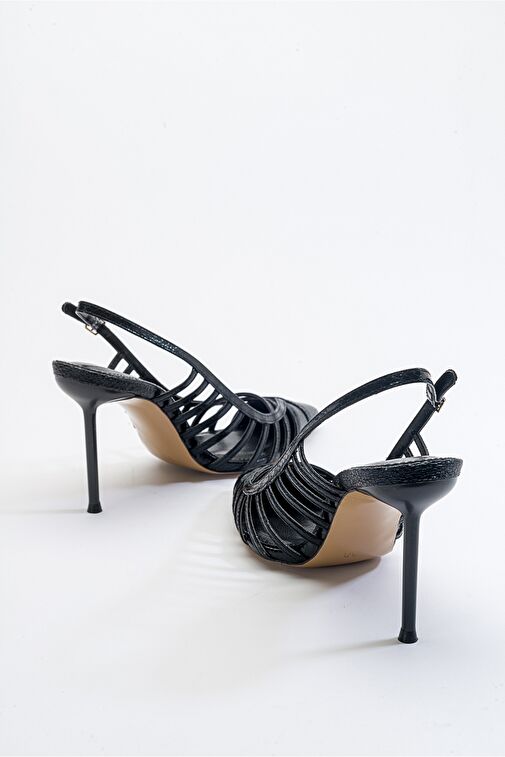 GESTO Siyah Desenli Kadın Topuklu Ayakkabı - Görsel 6