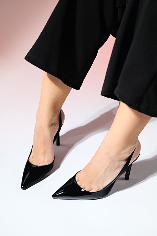 TWİNE Siyah Rugan Kadın Topuklu Ayakkabı - Görsel 3