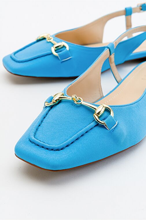 AREA Bebe Mavi Tokalı Burnu Kapalı Kadın Düz Sandalet - Görsel 3