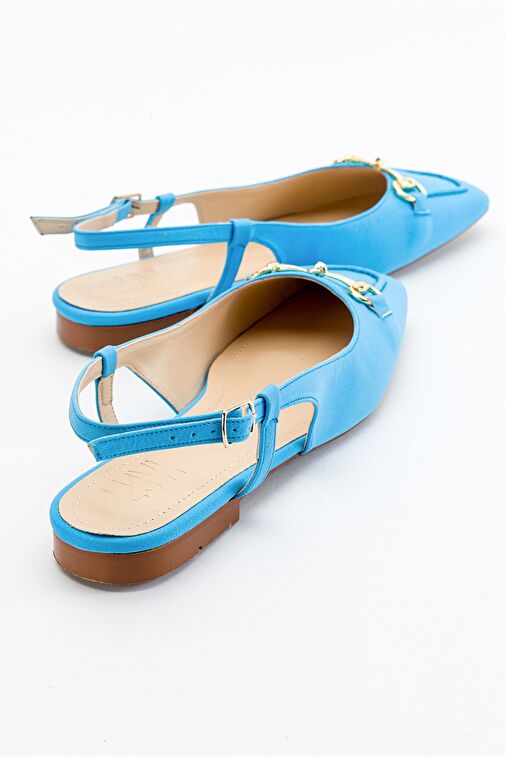 AREA Bebe Mavi Tokalı Burnu Kapalı Kadın Düz Sandalet - Görsel 4