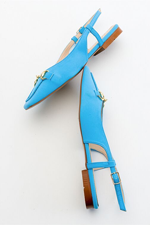 AREA Bebe Mavi Tokalı Burnu Kapalı Kadın Düz Sandalet - Görsel 5