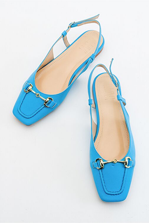 AREA Bebe Mavi Tokalı Burnu Kapalı Kadın Düz Sandalet - Görsel 6