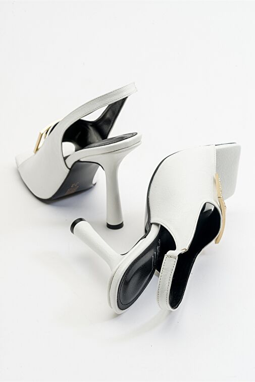 OLNEY Beyaz Kadın Topuklu Ayakkabı - Görsel 4