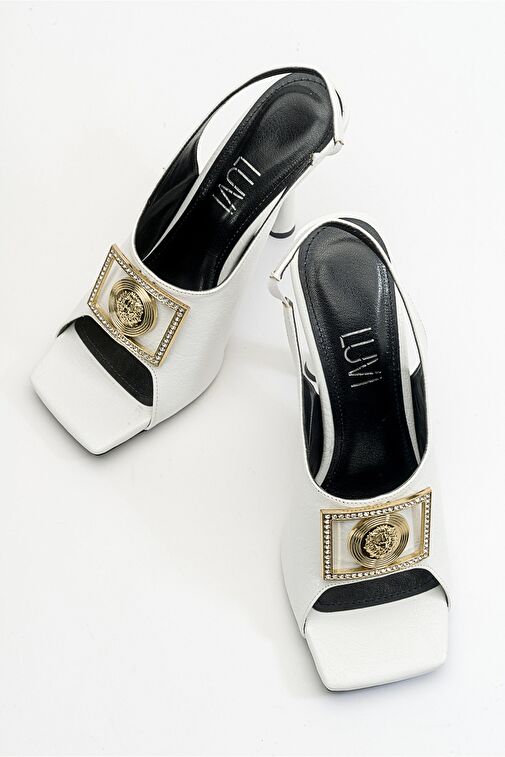 OLNEY Beyaz Kadın Topuklu Ayakkabı - Görsel 5