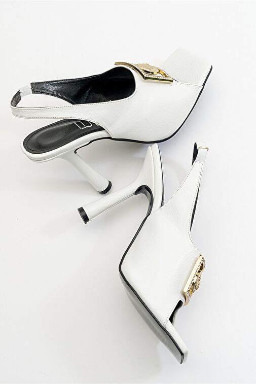 OLNEY Beyaz Kadın Topuklu Ayakkabı - Görsel 6