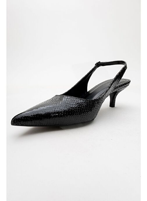 VALUE Siyah Desenli Kadın Topuklu Ayakkabı - Görsel 4