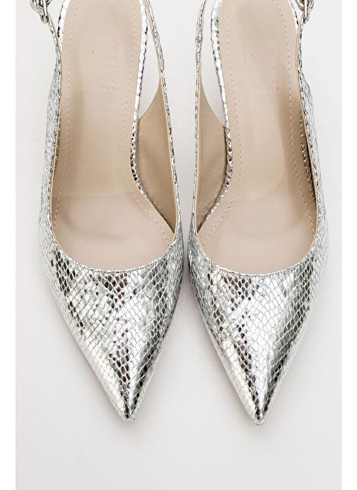 VALUE Gümüş Desenli Kadın Topuklu Ayakkabı - Görsel 3