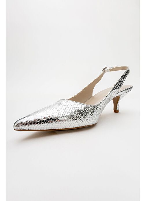 VALUE Gümüş Desenli Kadın Topuklu Ayakkabı - Görsel 4