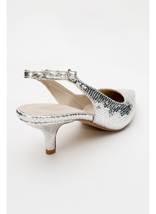 VALUE Gümüş Desenli Kadın Topuklu Ayakkabı - Görsel 5