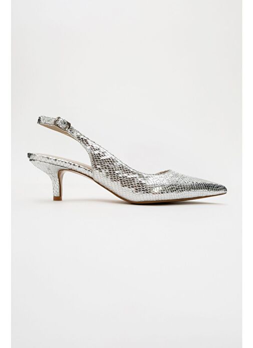 VALUE Gümüş Desenli Kadın Topuklu Ayakkabı - Görsel 6