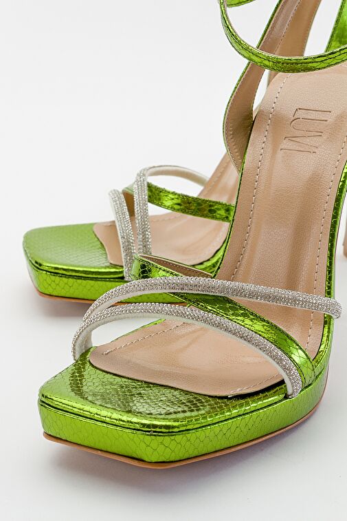 OSEA Yeşil Desenli Kadın Topuklu Ayakkabı - Görsel 4