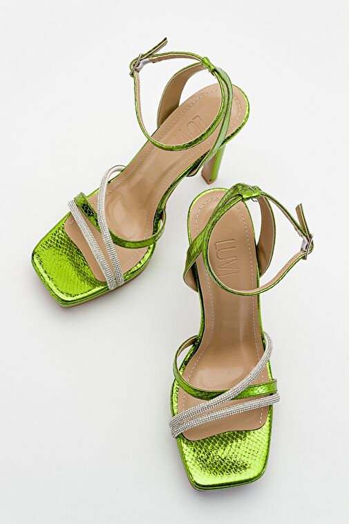 OSEA Yeşil Desenli Kadın Topuklu Ayakkabı - Görsel 5