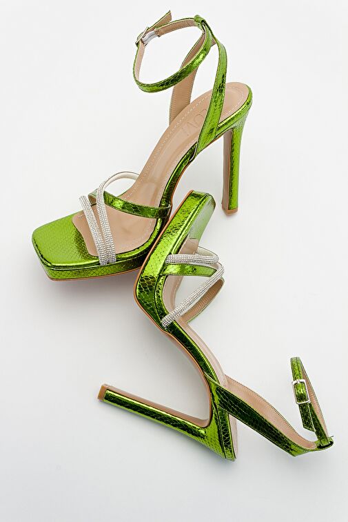 OSEA Yeşil Desenli Kadın Topuklu Ayakkabı - Görsel 6