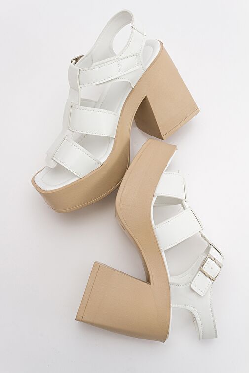 Luvi Shoes Beyaz Kadın Topuklu Sandalet 16-403 - Görsel 4