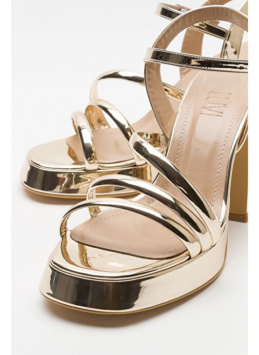 HEAS Altın Kadın Topuklu Ayakkabı - Görsel 6