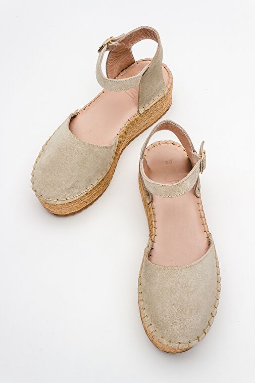 Luvi Shoes Taba Kadın Süet Topuklu Sandalet 9-2503 - Görsel 5