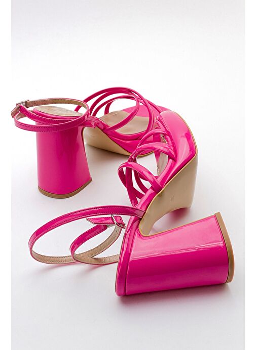 OPPE Fuşya Rugan Kadın Platform Topuklu Ayakkabı - Görsel 5