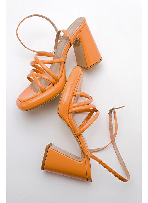 OPPE Turuncu Rugan Kadın Platform Topuklu Ayakkabı - Görsel 6