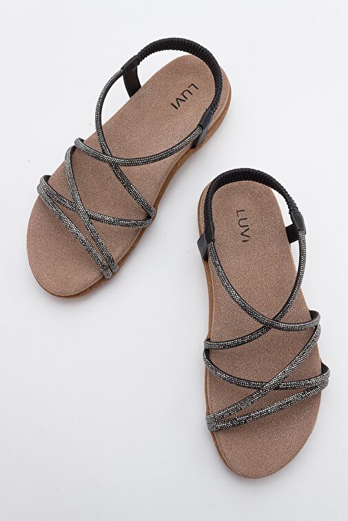 EVER Siyah Taşlı Kadın Sandalet - Görsel 3