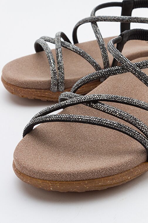 EVER Siyah Taşlı Kadın Sandalet - Görsel 4