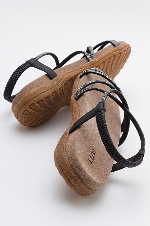 EVER Siyah Taşlı Kadın Sandalet - Görsel 5