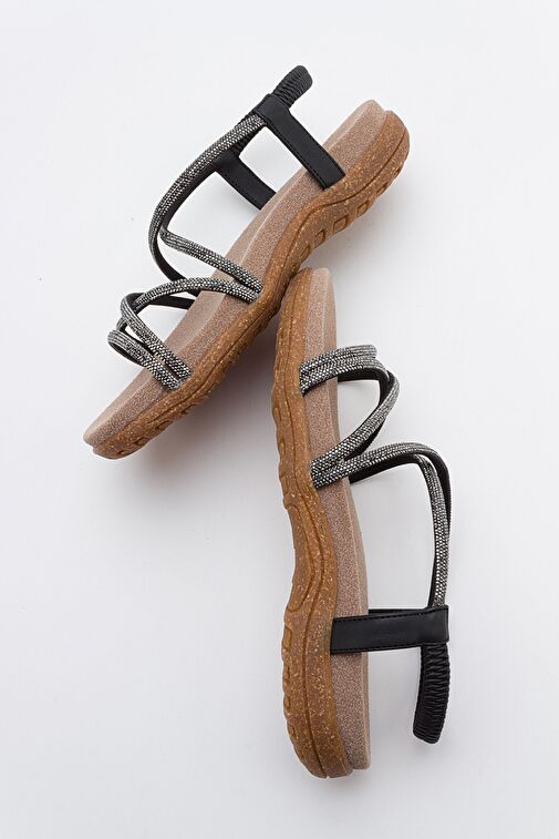 EVER Siyah Taşlı Kadın Sandalet - Görsel 6