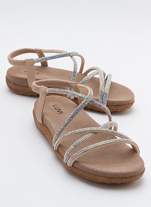 EVER Bej Taşlı Kadın Sandalet - Görsel 2