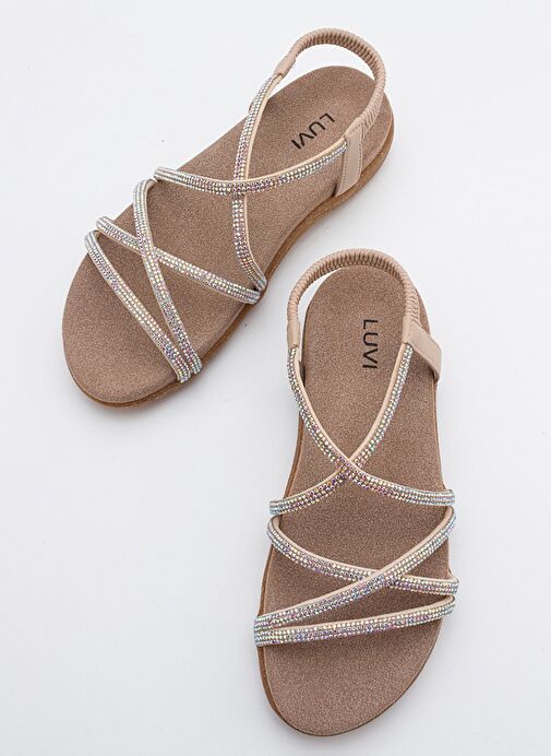 EVER Bej Taşlı Kadın Sandalet - Görsel 3