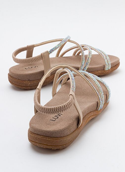EVER Bej Taşlı Kadın Sandalet - Görsel 5