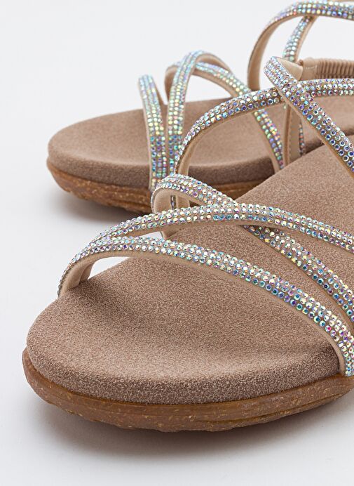 EVER Bej Taşlı Kadın Sandalet - Görsel 6