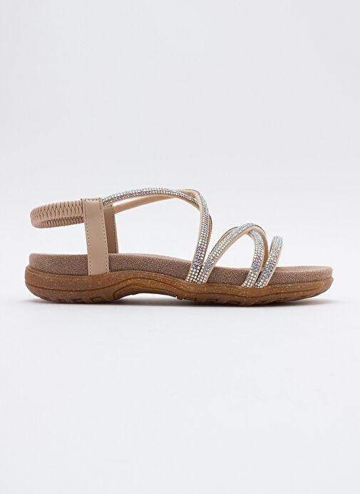 EVER Bej Taşlı Kadın Sandalet - Görsel 7